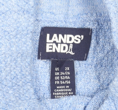 Lands' End Women's Blue Cotton Mock Neck Pullover Jumper Size 24/26
