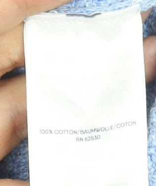 Lands' End Women's Blue Cotton Mock Neck Pullover Jumper Size 24/26