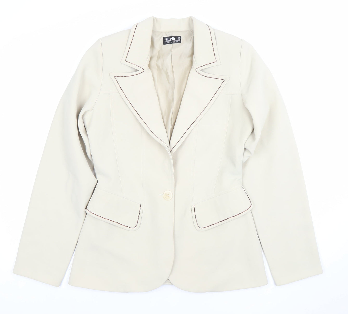 Womens UK Size 12 Studio F Regular Beige Blazer