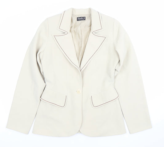 Womens UK Size 12 Studio F Regular Beige Blazer