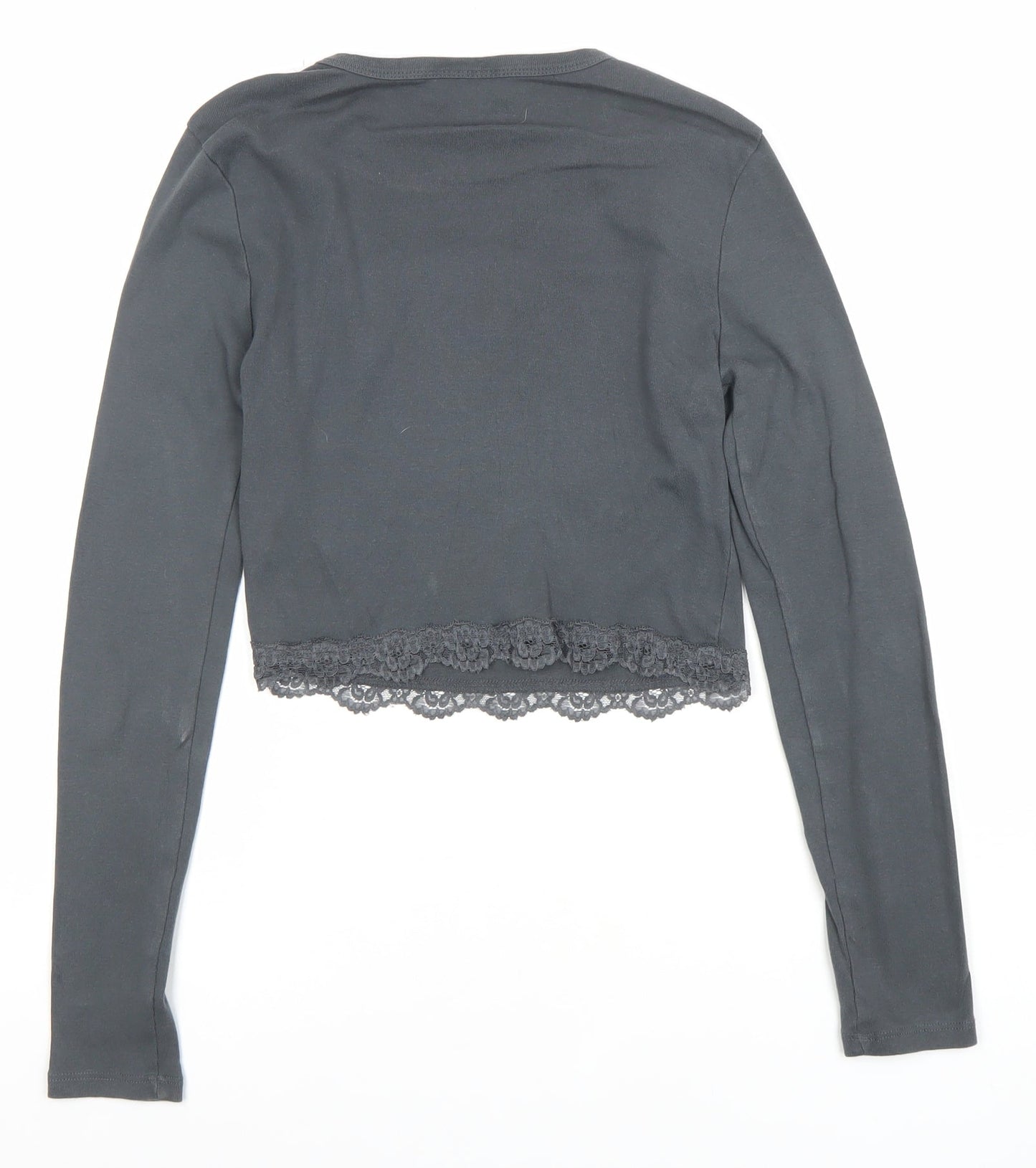 Womens UK Size 10 Topshop Black Cropped T-Shirt