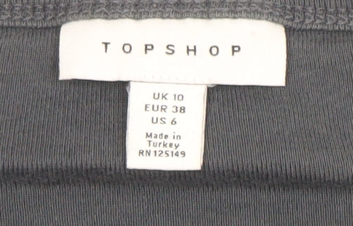 Womens UK Size 10 Topshop Black Cropped T-Shirt