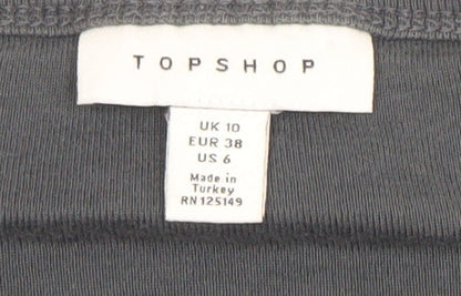 Womens UK Size 10 Topshop Black Cropped T-Shirt