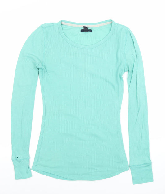 GAP Women's Green XS Slim Fit Long Sleeve Basic T-Shirt