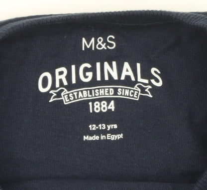 Boys UK Size 12-13 Years Marks and Spencer Blue Basic T-Shirt