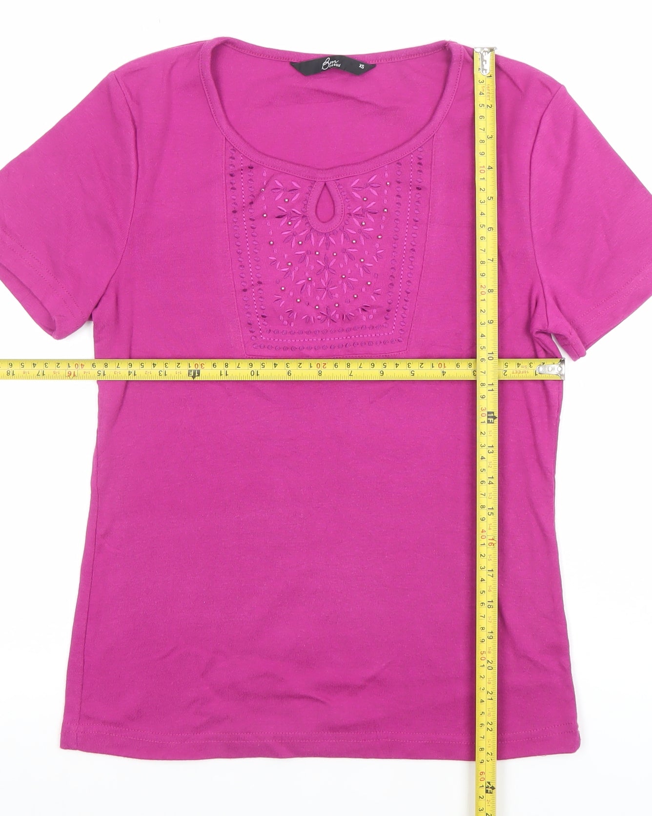 Womens UK Size XS Bon Casual Pink Basic T-Shirt