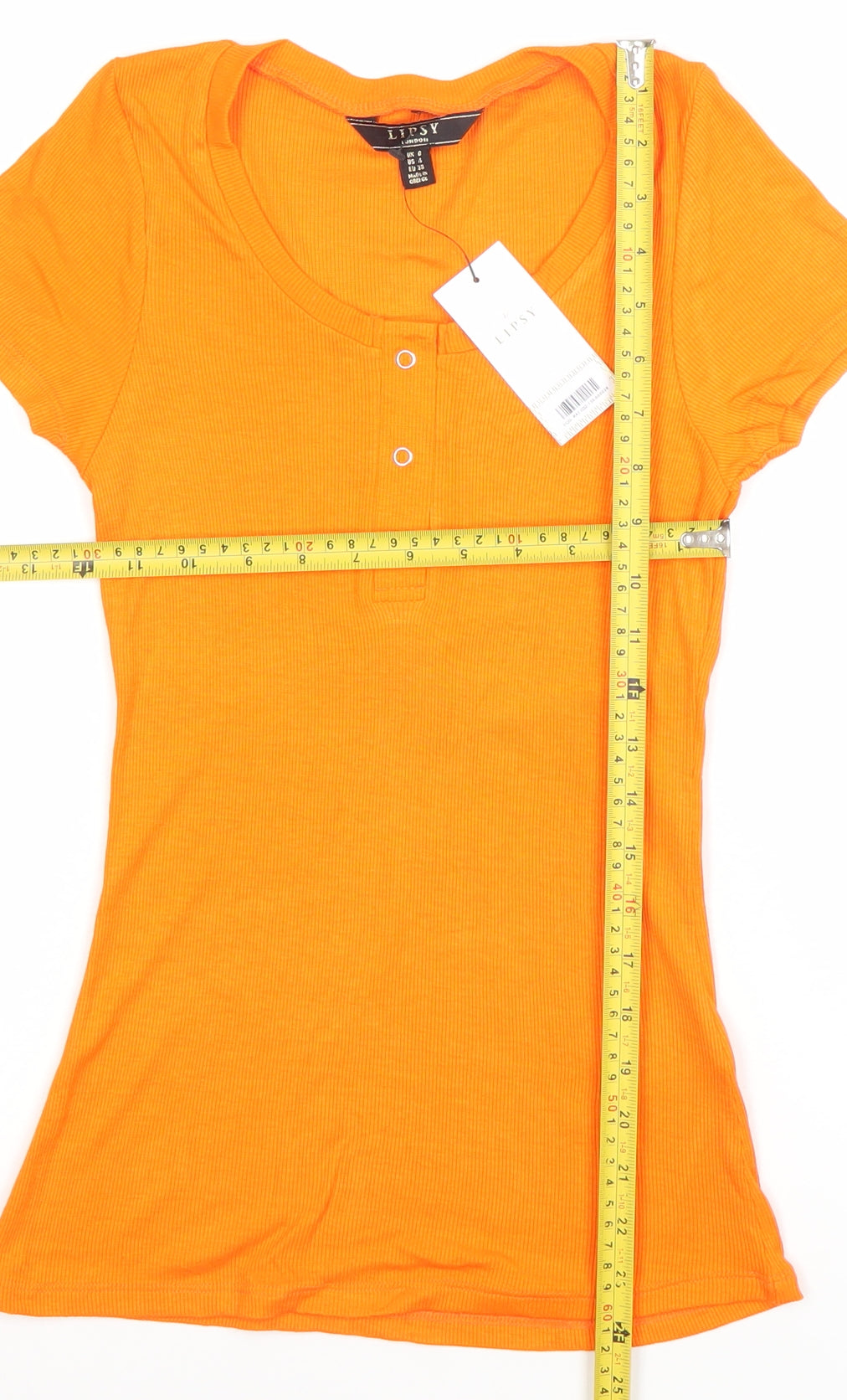 Womens UK Size 8 Lipsy Orange Basic T-Shirt