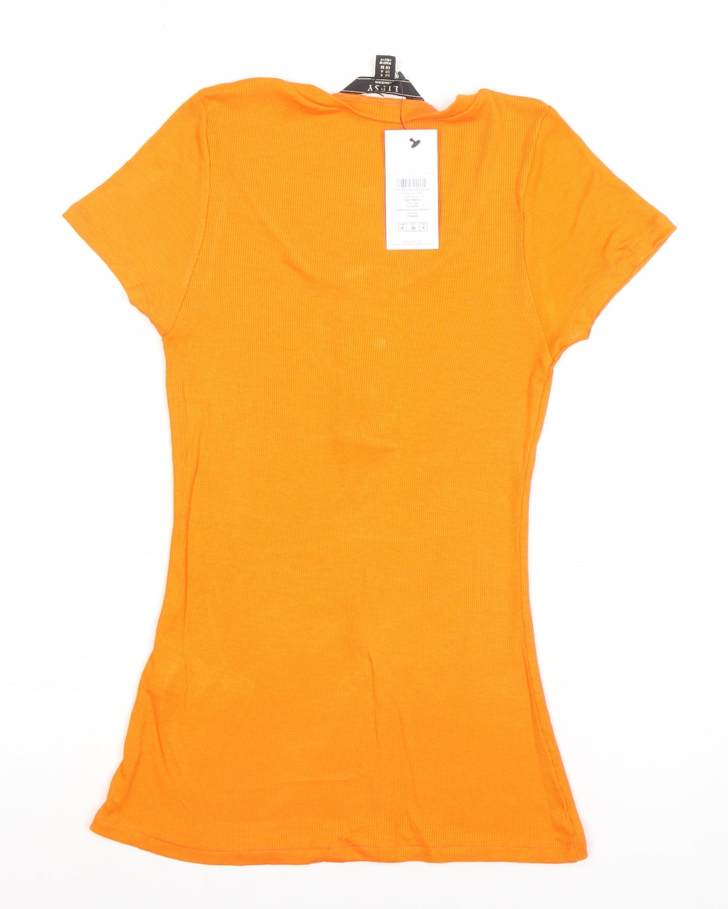 Womens UK Size 8 Lipsy Orange Basic T-Shirt