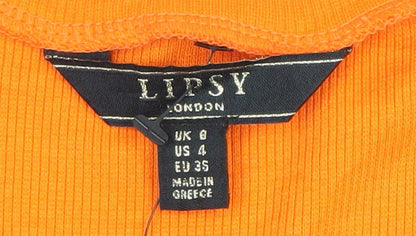 Womens UK Size 8 Lipsy Orange Basic T-Shirt