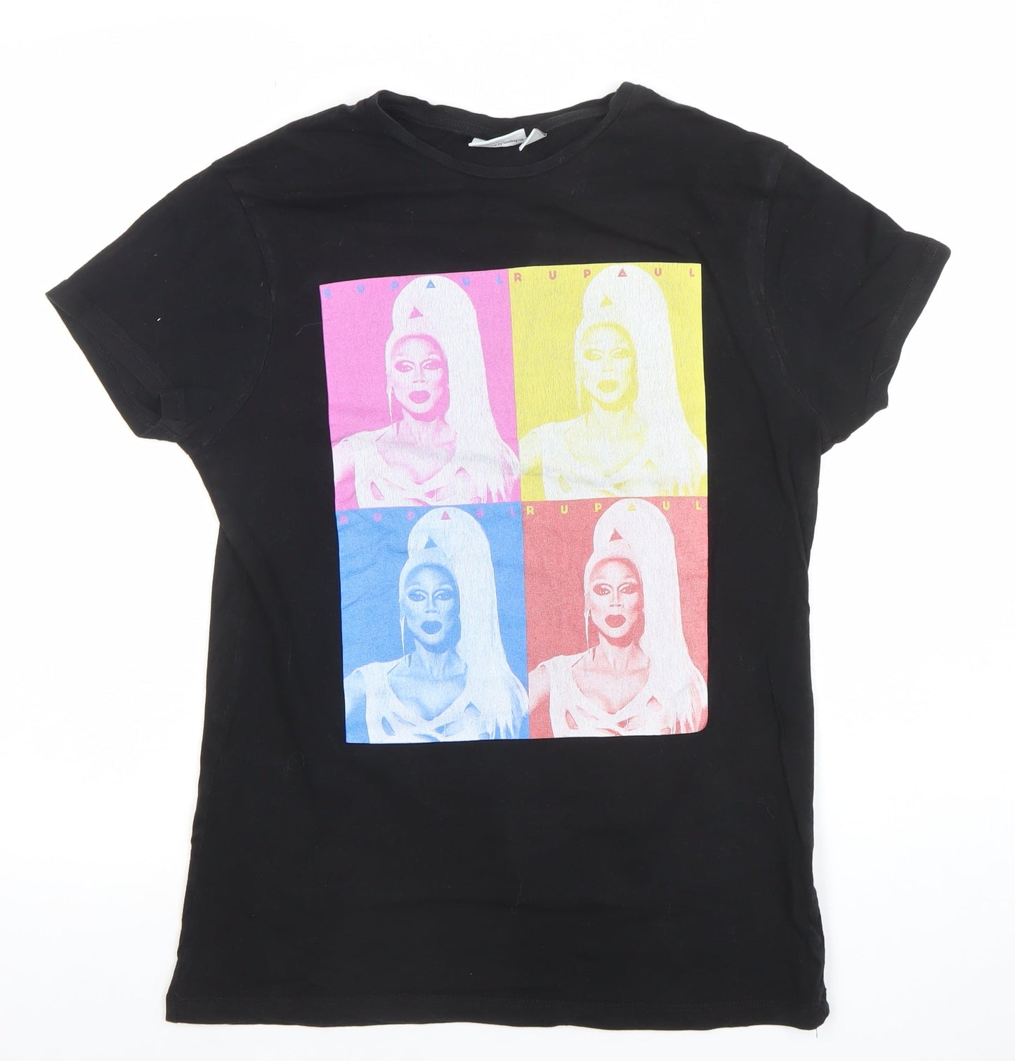 Womens UK Size 2XS RuPaul Black Basic T-Shirt