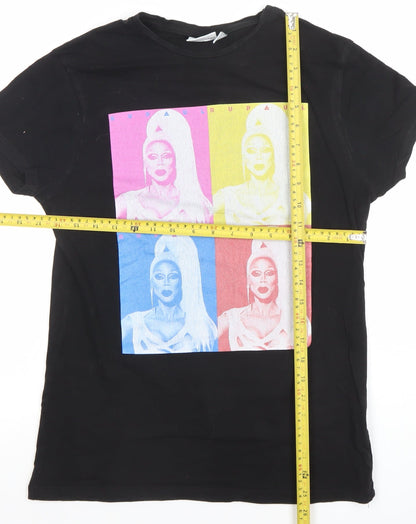 Womens UK Size 2XS RuPaul Black Basic T-Shirt