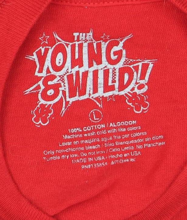 Boys UK Size L The Young & Wild Red Basic T-Shirt