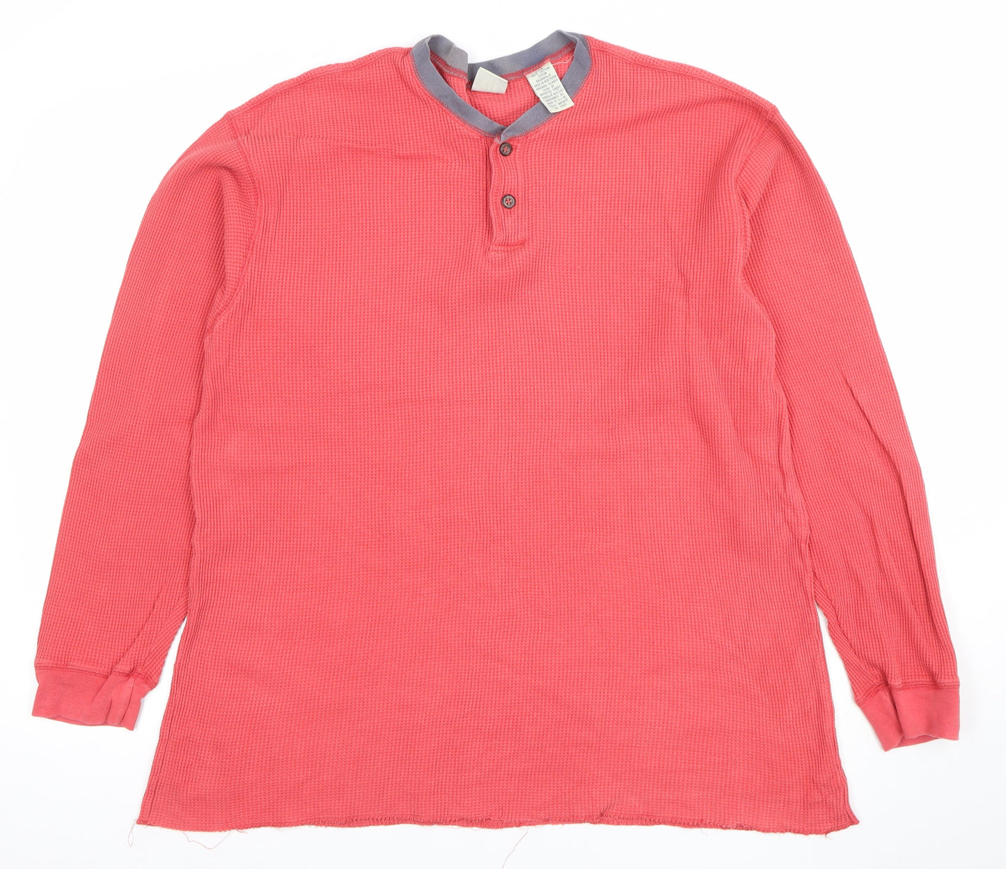 GAP Women Coral Henley Long Sleeve Cotton Sweatshirt L