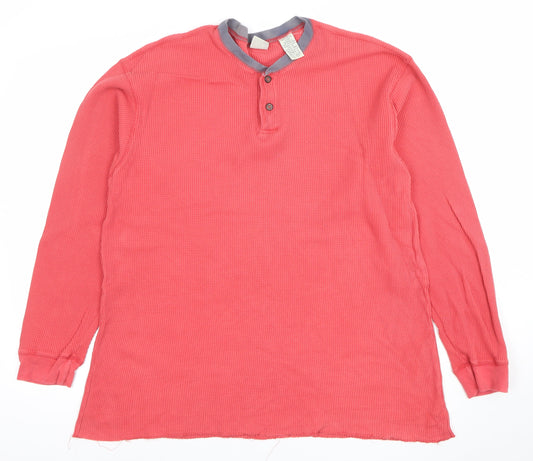 GAP Women Coral Henley Long Sleeve Cotton Sweatshirt L
