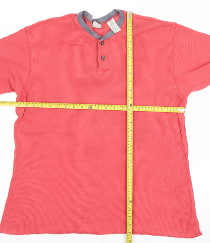 GAP Women Coral Henley Long Sleeve Cotton Sweatshirt L