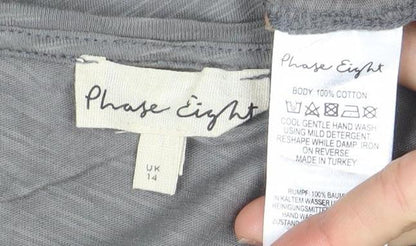 Womens UK Size 14 Phase Eight Grey Basic T-Shirt