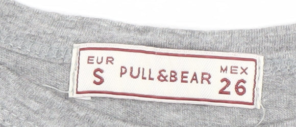 Womens UK Size S Pull&Bear Grey Basic T-Shirt