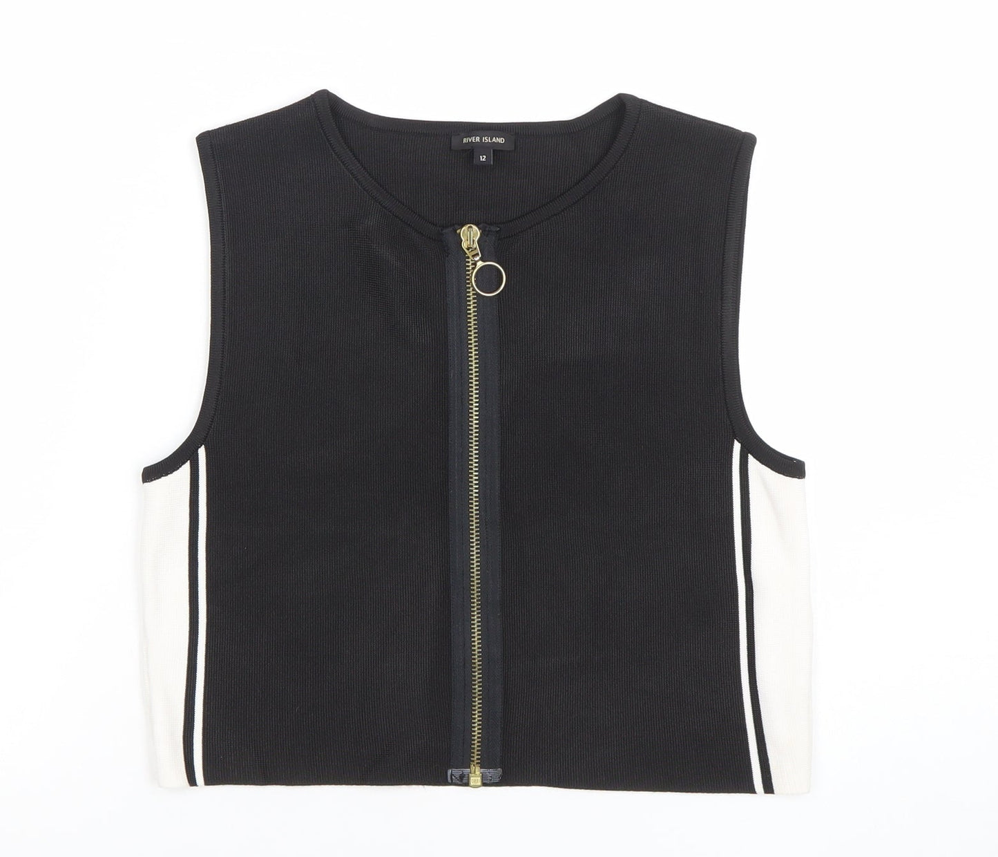 Womens UK Size 12 River Island Black Cropped Tank