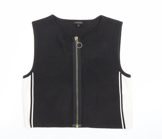 Womens UK Size 12 River Island Black Cropped Tank