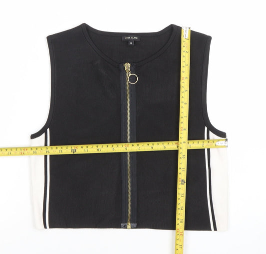 Womens UK Size 12 River Island Black Cropped Tank