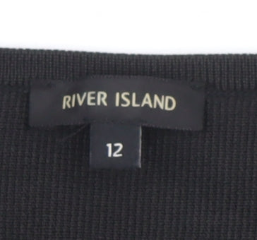 Womens UK Size 12 River Island Black Cropped Tank