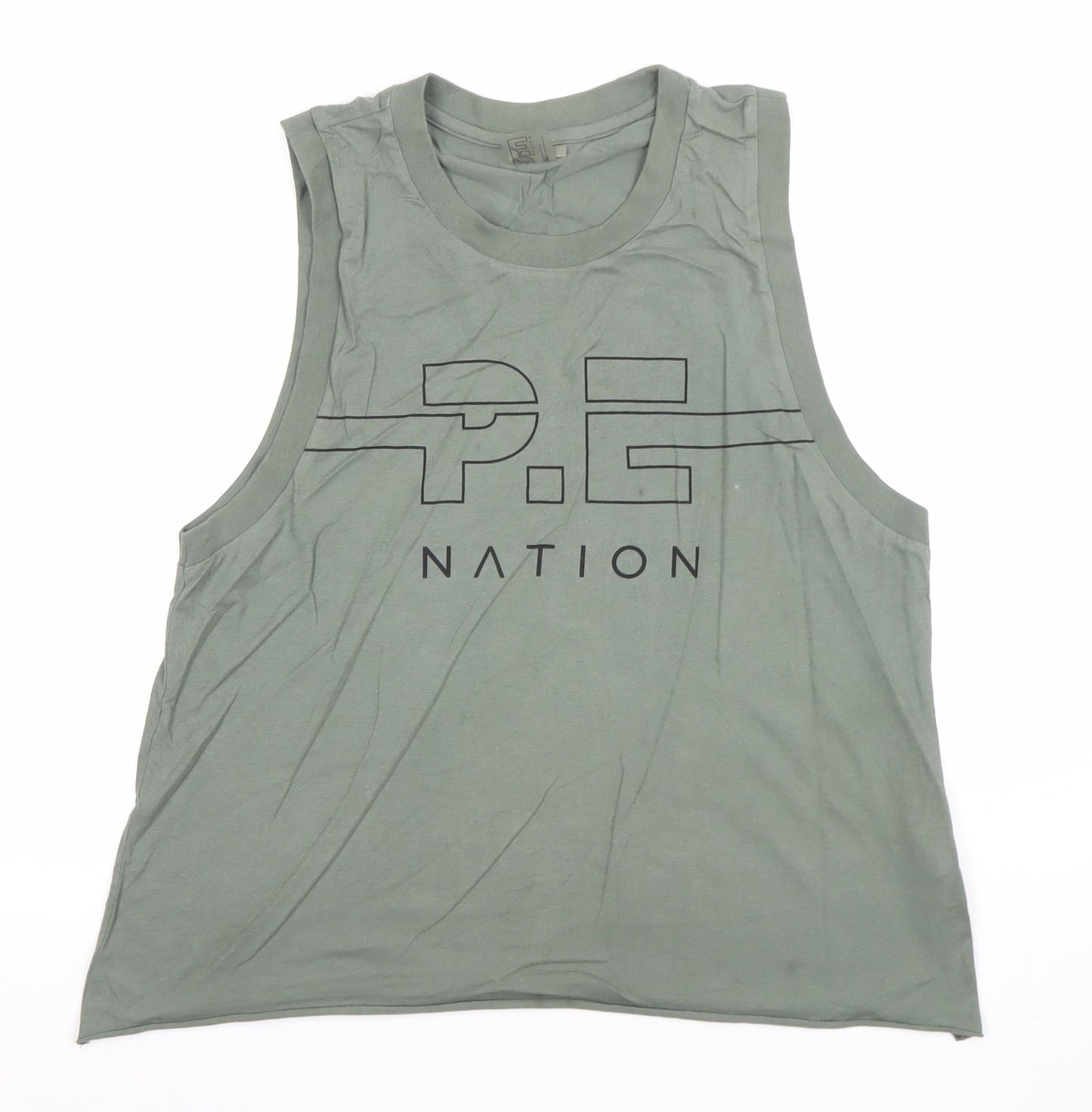 Womens UK Size M P.E Nation Green Basic Tank