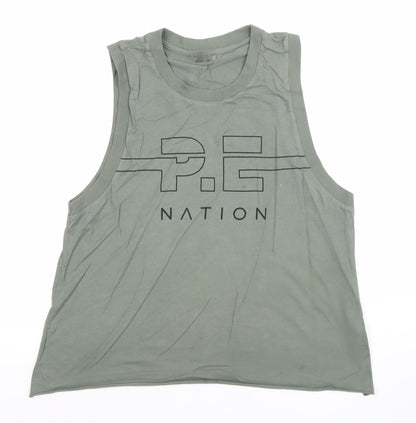 Womens UK Size M P.E Nation Green Basic Tank