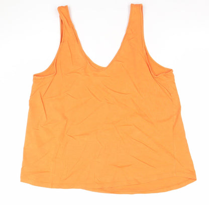 ASOS DESIGN Women's Orange V-Neck Cotton Tank Top Size 14