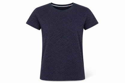 Front view of Denim & Flower Blue Polka Dot Cotton T-Shirt unisex s