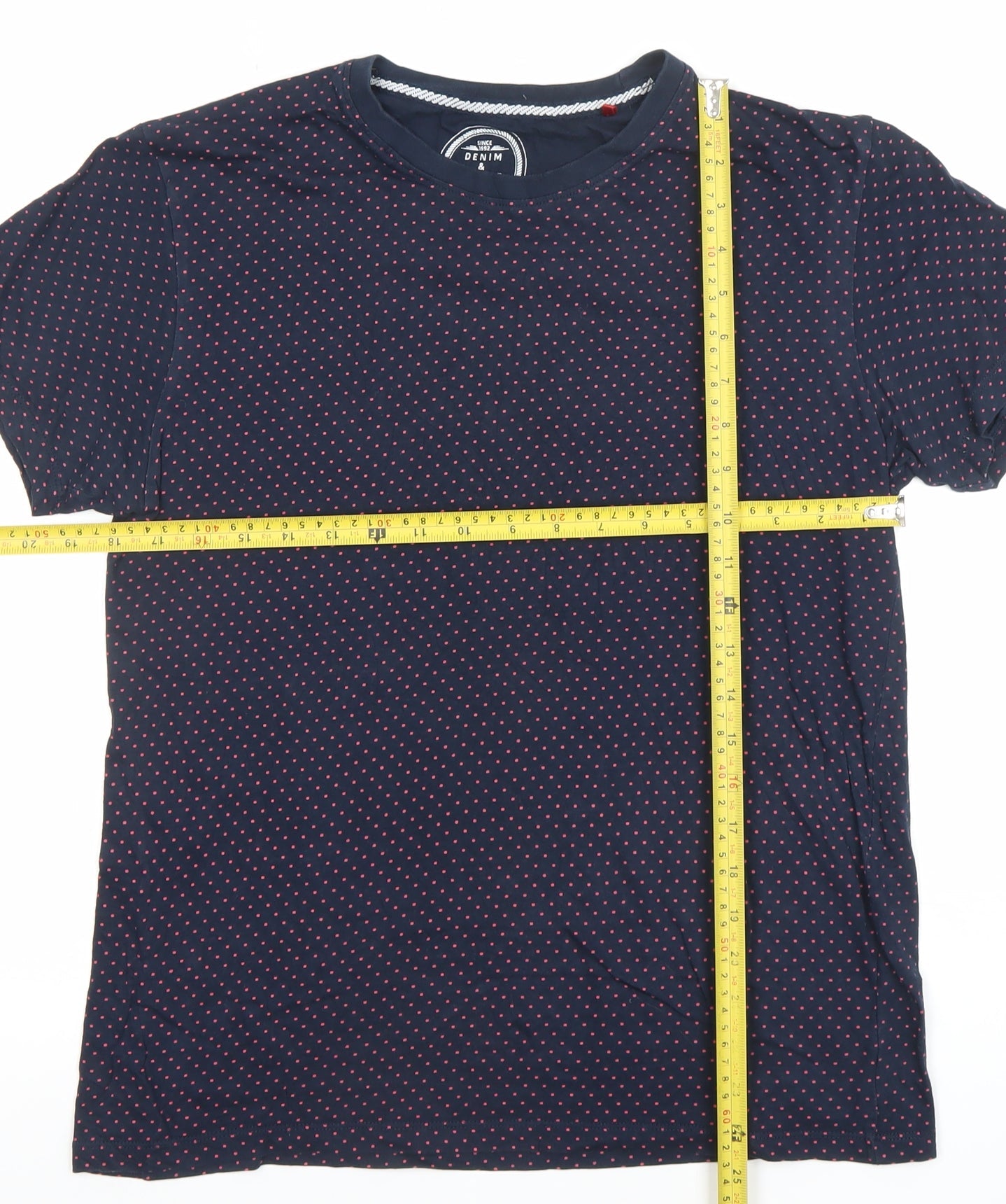 Unisex Adults UK Size S Denim & Flower Blue Basic T-Shirt