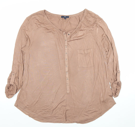 Gap Women's Brown Modal Long Sleeve Button-Up Top Size L