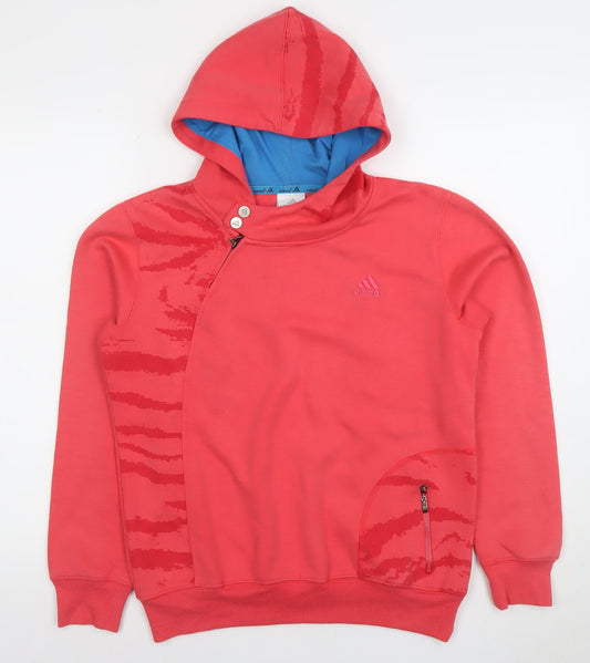Adidas Women's Coral Hooded Pullover Sweatshirt Size M Cotton Blend