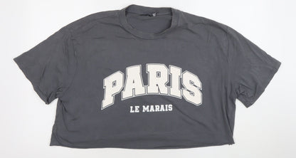 ASOS DESIGN Womens Grey Cropped Paris T-Shirt Size S