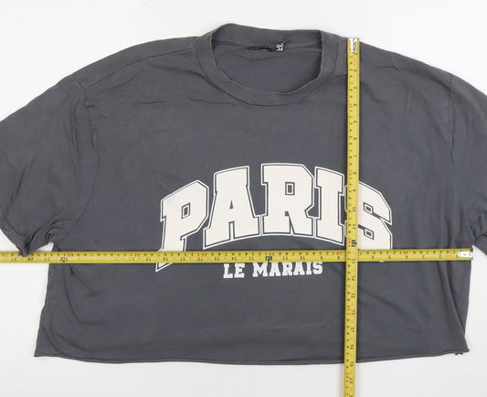 ASOS DESIGN Womens Grey Cropped Paris T-Shirt Size S