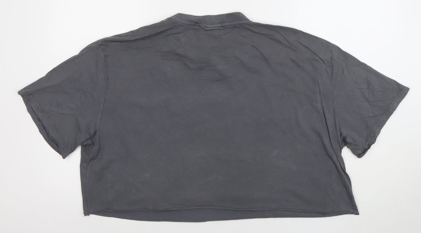 ASOS DESIGN Womens Grey Cropped Paris T-Shirt Size S