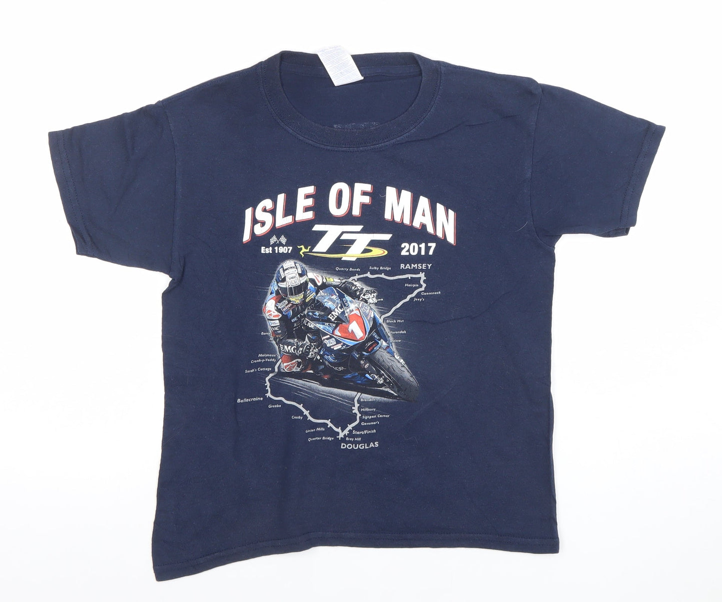 Boys UK Size XS Gildan Blue Basic T-Shirt
