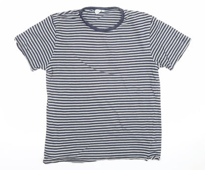 John Lewis Womens Blue Striped Cotton T-Shirt Size S