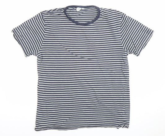 John Lewis Womens Blue Striped Cotton T-Shirt Size S
