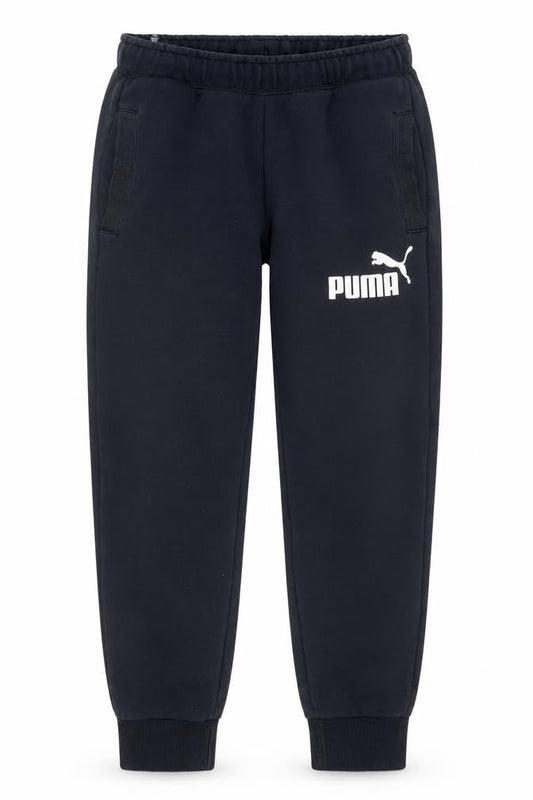 Front view of Puma Men's Black Jogger Sweatpants, size S, Regular Fit Tapered Fleece