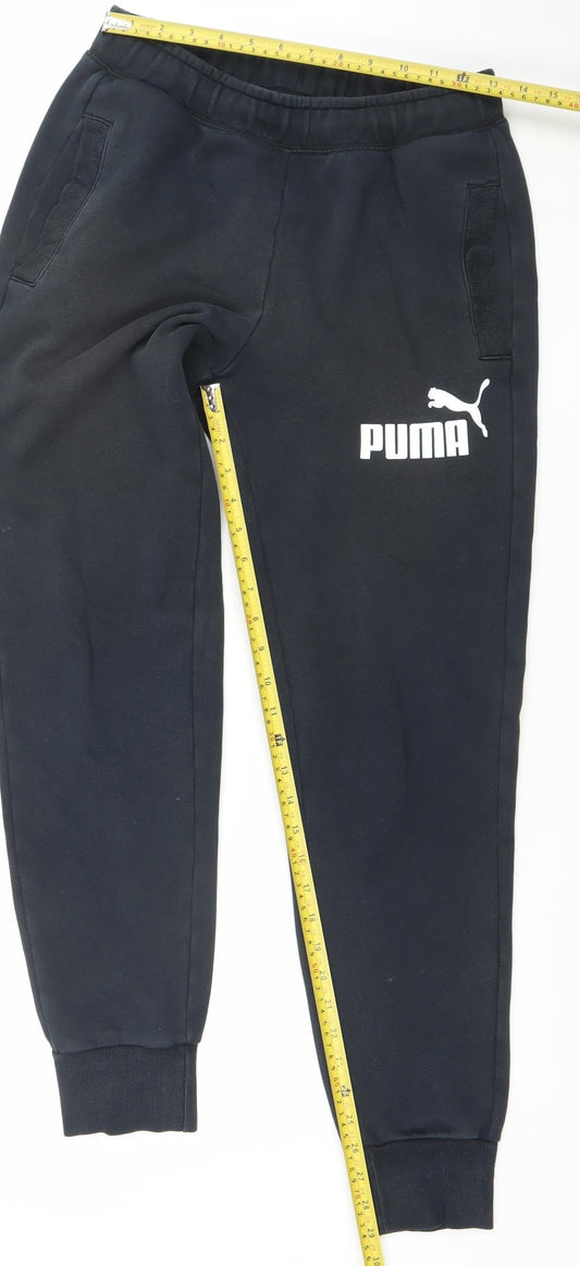 Puma Men's Black Jogger Sweatpants Size S Regular Fit Tapered Fleece