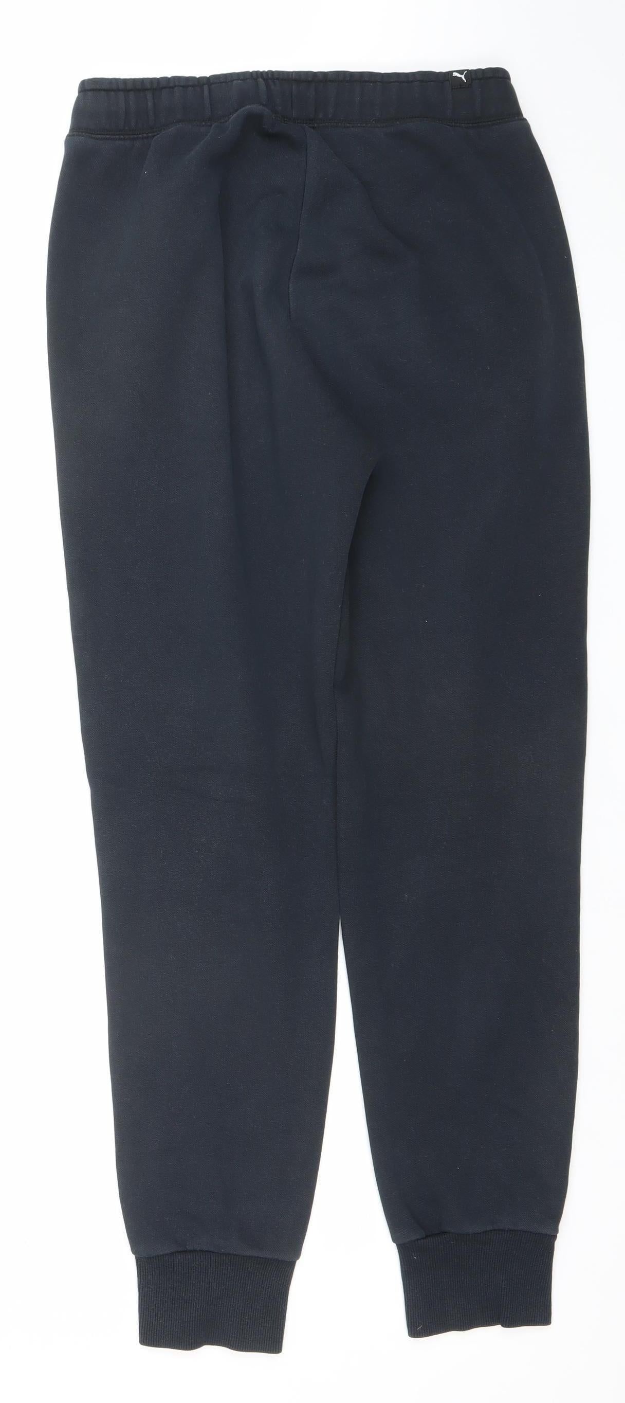 Puma Men's Black Jogger Sweatpants Size S Regular Fit Tapered Fleece