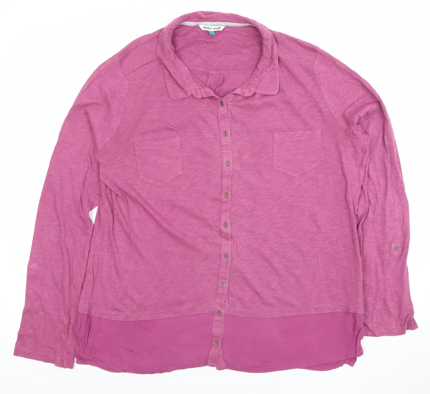 Womens UK Size 16 White Stuff Purple Tunic Button-Up
