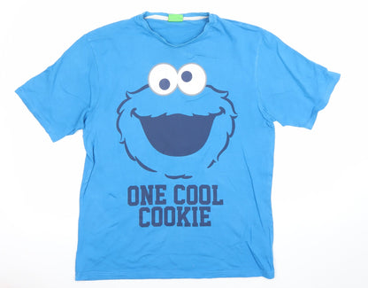 George Men’s Blue Cookie Monster Sesame Street Funny Graphic T-Shirt Small