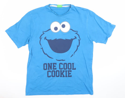 George Men’s Blue Cookie Monster Sesame Street Funny Graphic T-Shirt Small