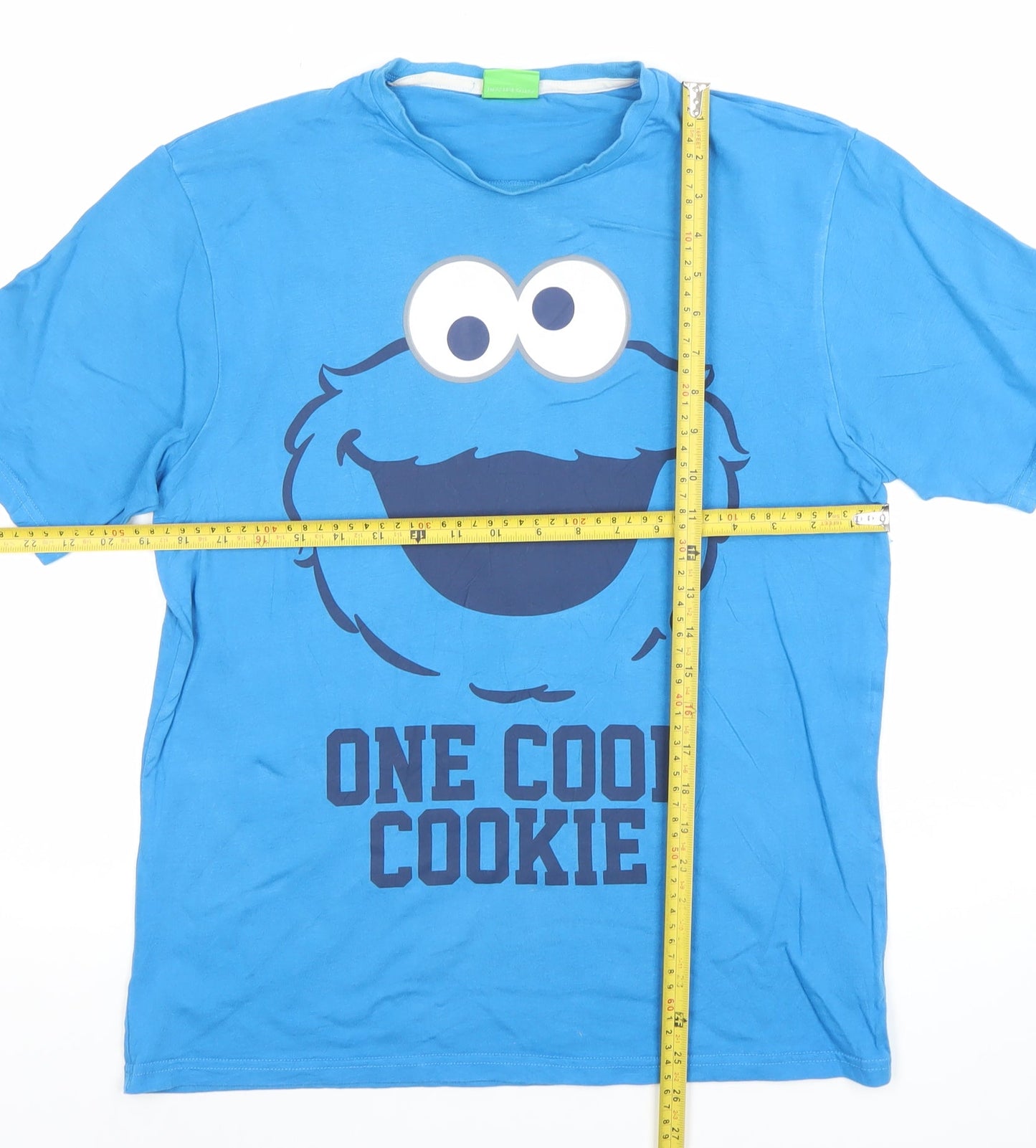 George Men’s Blue Cookie Monster Sesame Street Funny Graphic T-Shirt Small