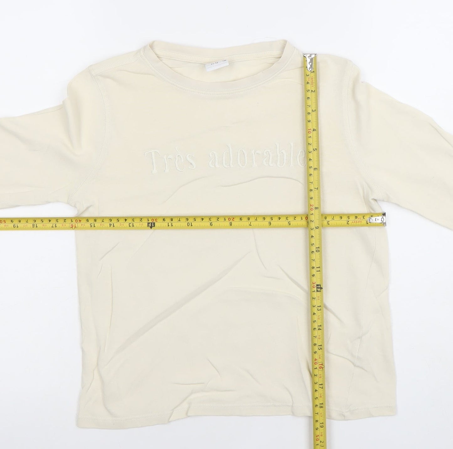 Girls UK Size 11-12 Years Zara Ivory Basic T-Shirt