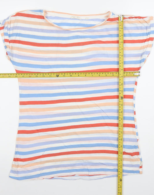 Fat Face Women’s Multicoloured Striped T-Shirt Size 8 Cotton Modal