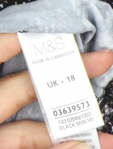 Womens UK Size 18 Marks and Spencer Black Basic T-Shirt