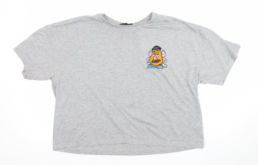 Womens UK Size XL Disney Pixar Grey Basic T-Shirt