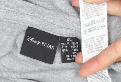 Womens UK Size XL Disney Pixar Grey Basic T-Shirt